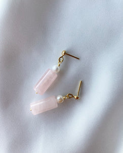 Rose kvarc roller earrings