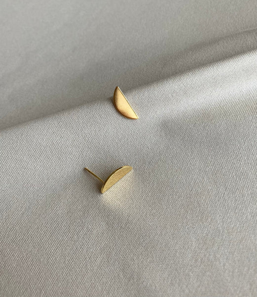 Small half moon stud earrings